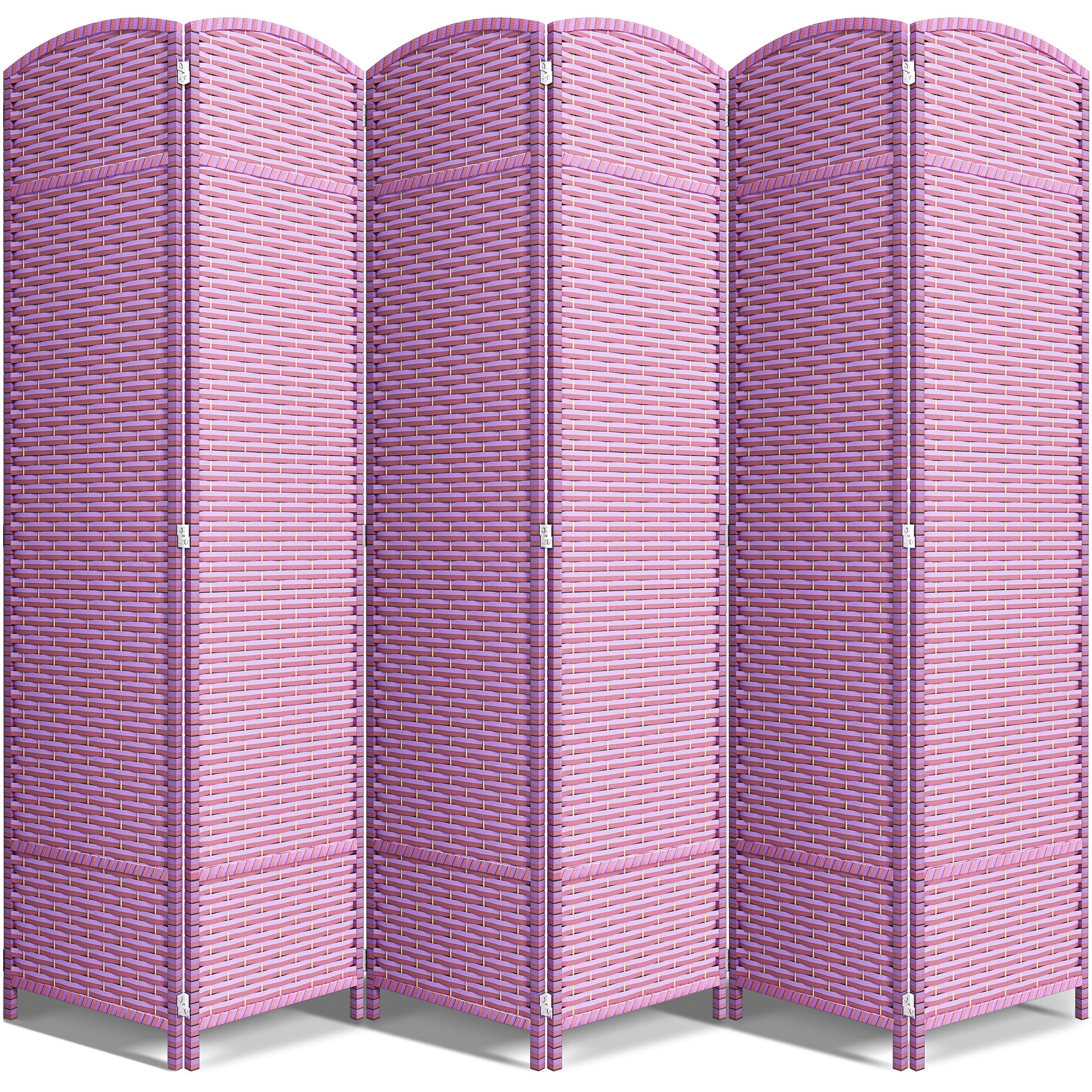 Sorbus 6-Panel Extra-Wide Folding Room Divider Privacy Screen, Hand-Woven Purple Mesh