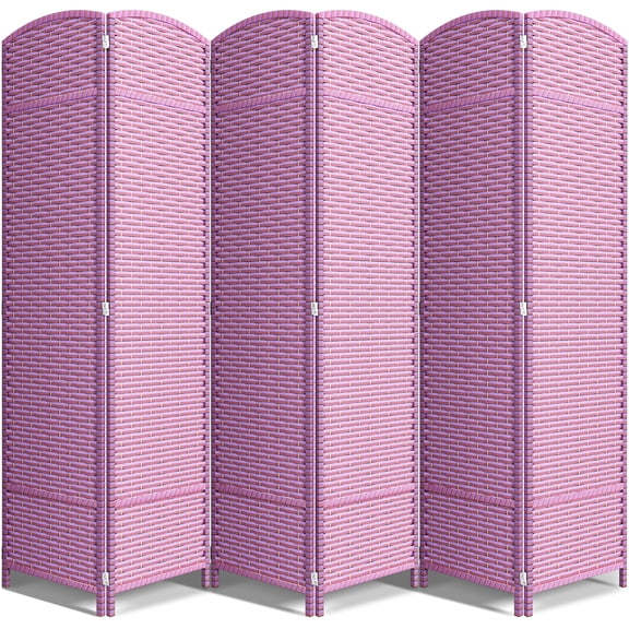 Sorbus 6-Panel Extra-Wide Folding Room Divider Privacy Screen, Hand-Woven Purple Mesh