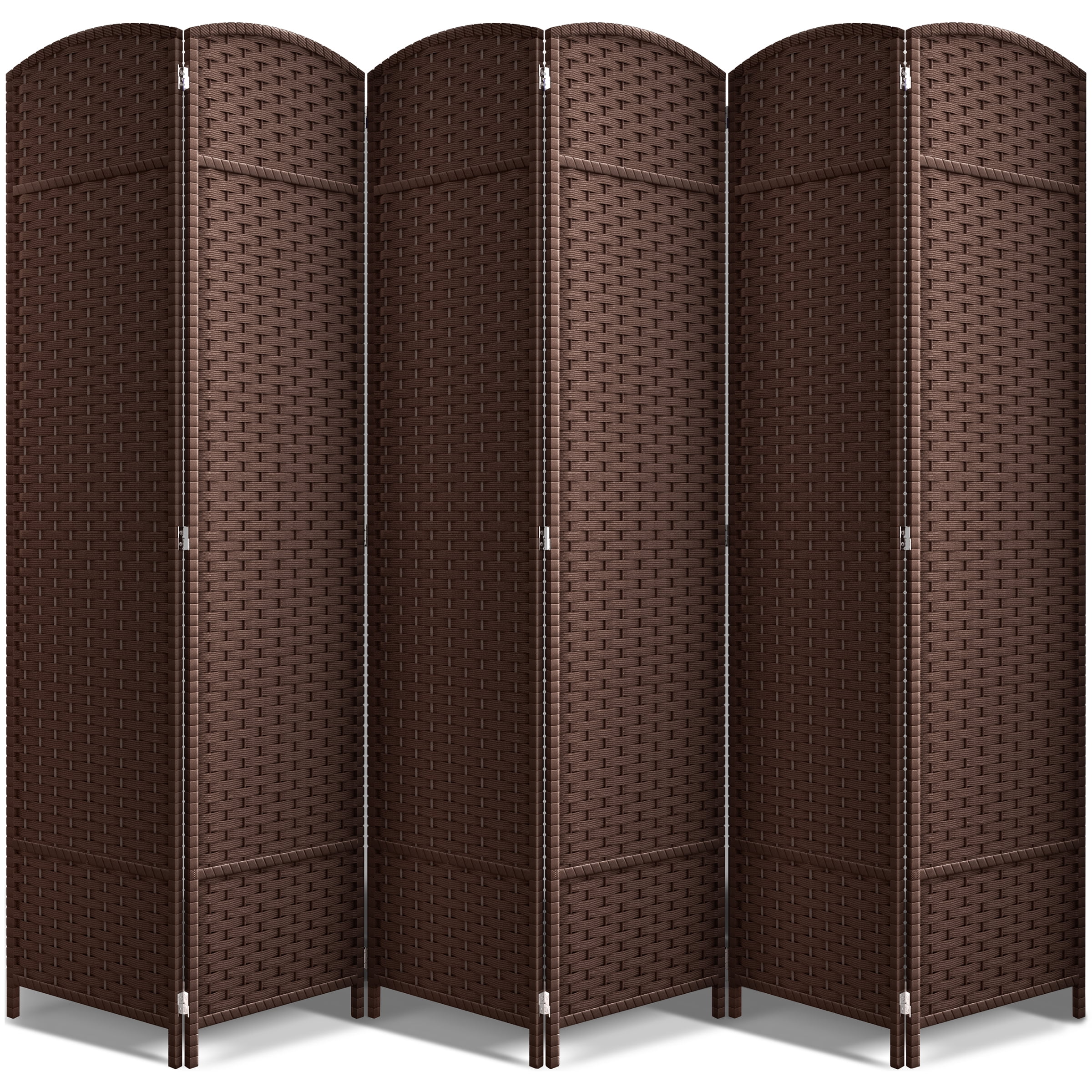 Chocolate 6-Panel Handwoven Folding Privacy Screen
