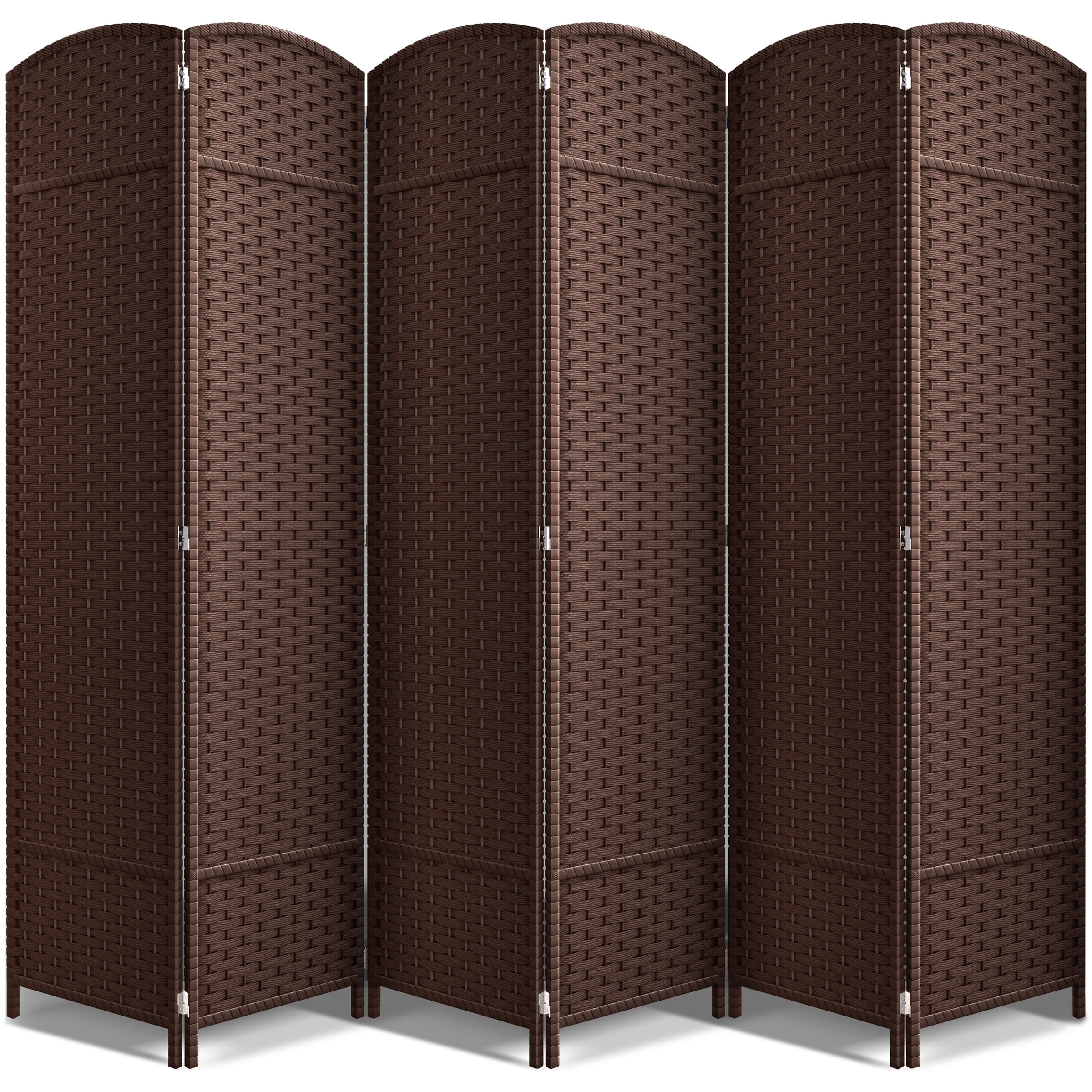 Chocolate 6-Panel Handwoven Folding Privacy Screen