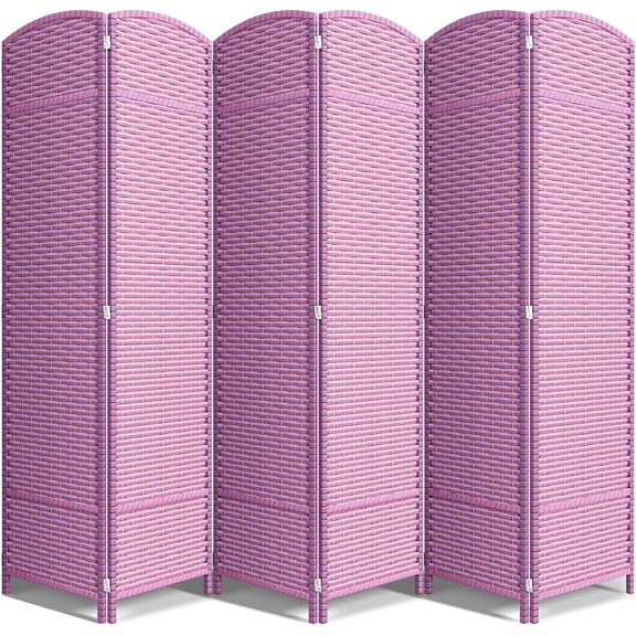 Sorbus 6-Panel Folding Room Divider, Purple Mesh Hand-Woven Privacy Screen, 96" W x 69" H