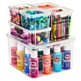 thumbnail image 1 of Sorbus 6 Piece Art Supply Storage Organizer - Stackable Plastic Storage Bins Set for Organizing Yarn, Ribbon, Crafts, Beads, Craft Supplies - Organizer Storage Boxes with Hinged Lids, Variety Pack, 1 of 9