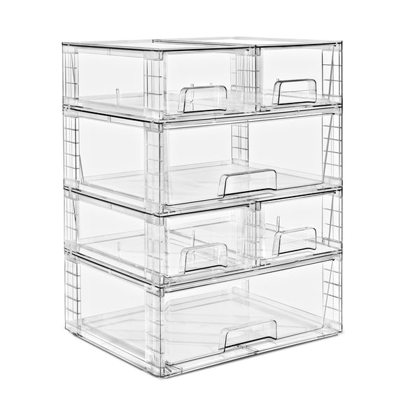 Sorbus 6-Piece Clear Stackable Pull-Out Drawer Organizer Bins for Bathroom, Vanity & Under Sink