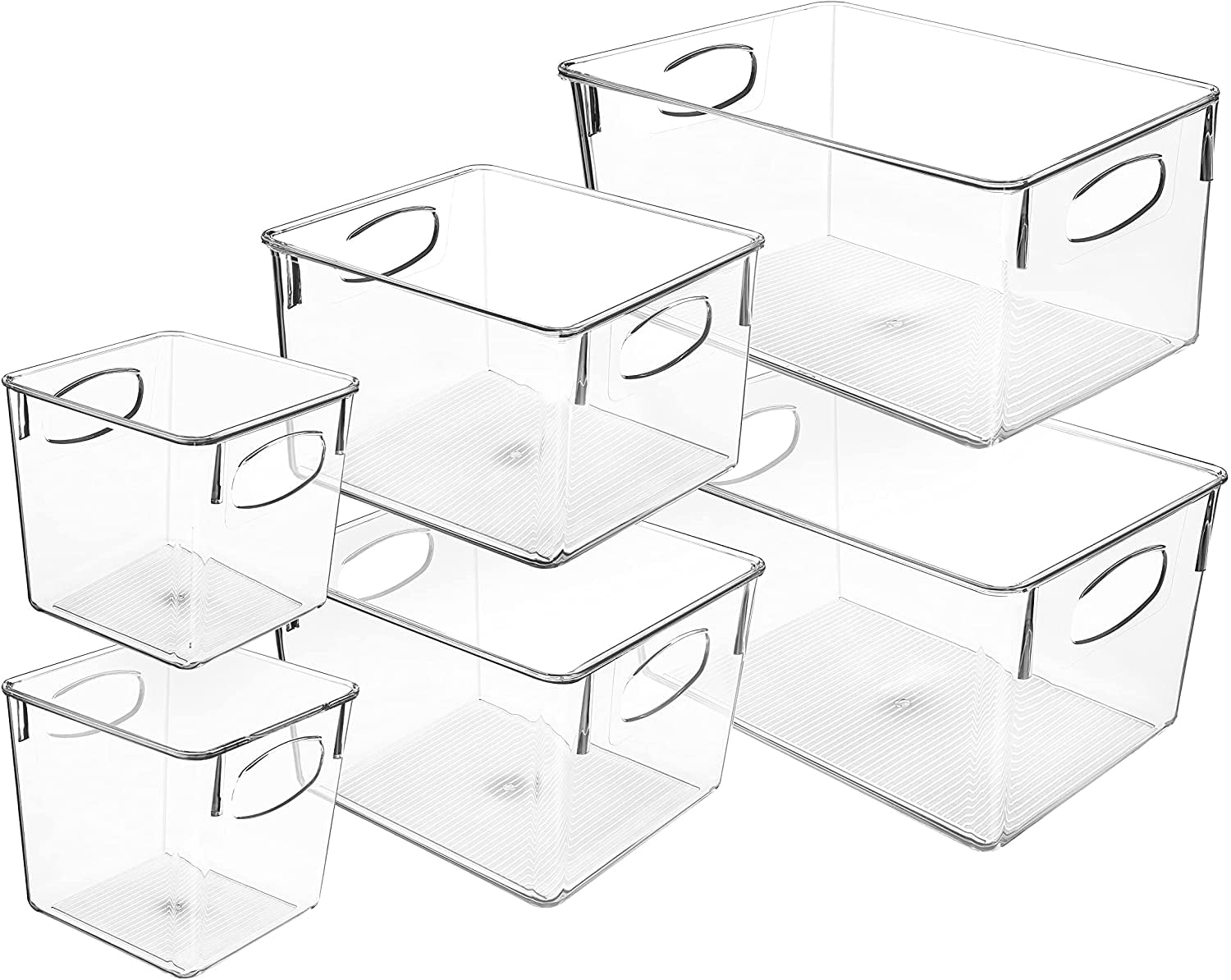 Sorbus 6-Piece Clear Storage Bin Variety Pack for Pantry, Refrigerator & Kitchen Cabinets