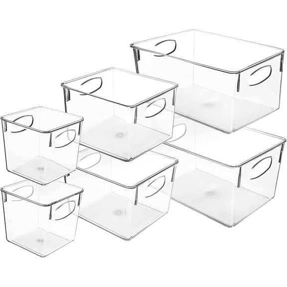 Sorbus 6-Piece Clear Storage Bin Variety Pack for Pantry, Refrigerator & Kitchen Cabinets