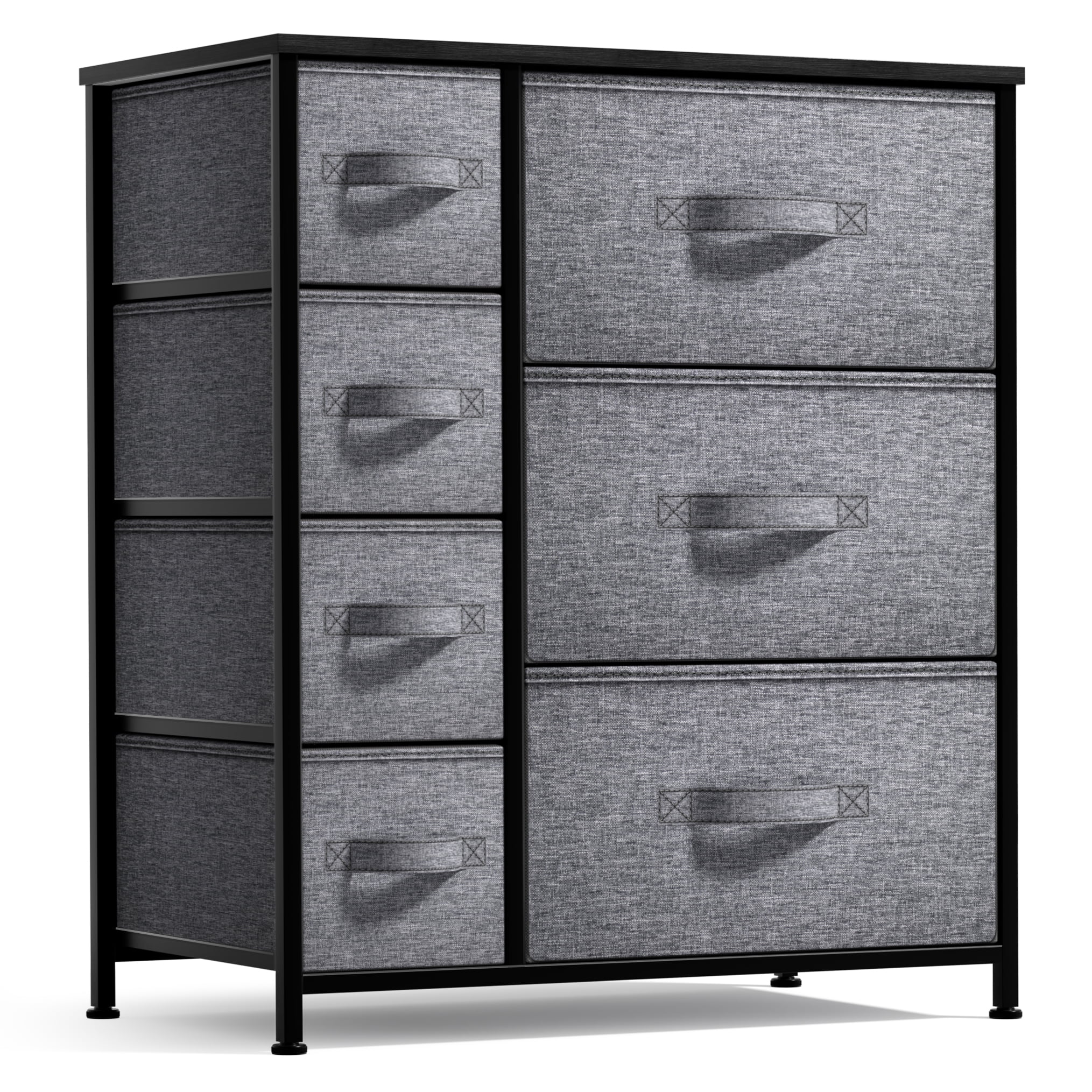 Sorbus 7 Drawer Dresser Storage Chest for Kids Bedroom with Fabric Bins Black