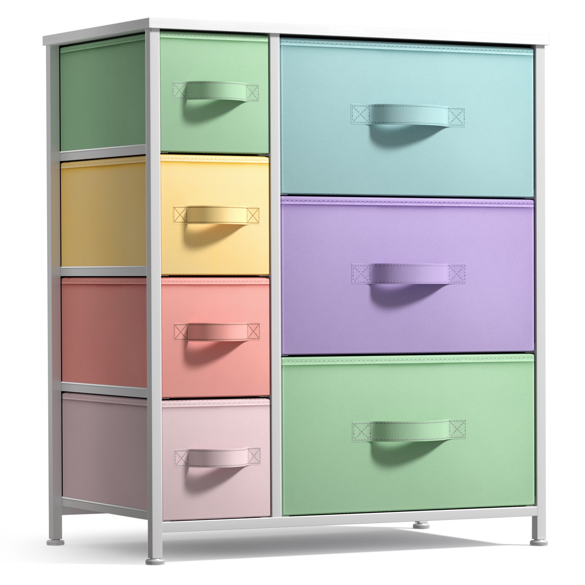 Sorbus 7 Drawer Dresser Storage Chest for Kids Bedroom with Fabric Bins Multi Pastel