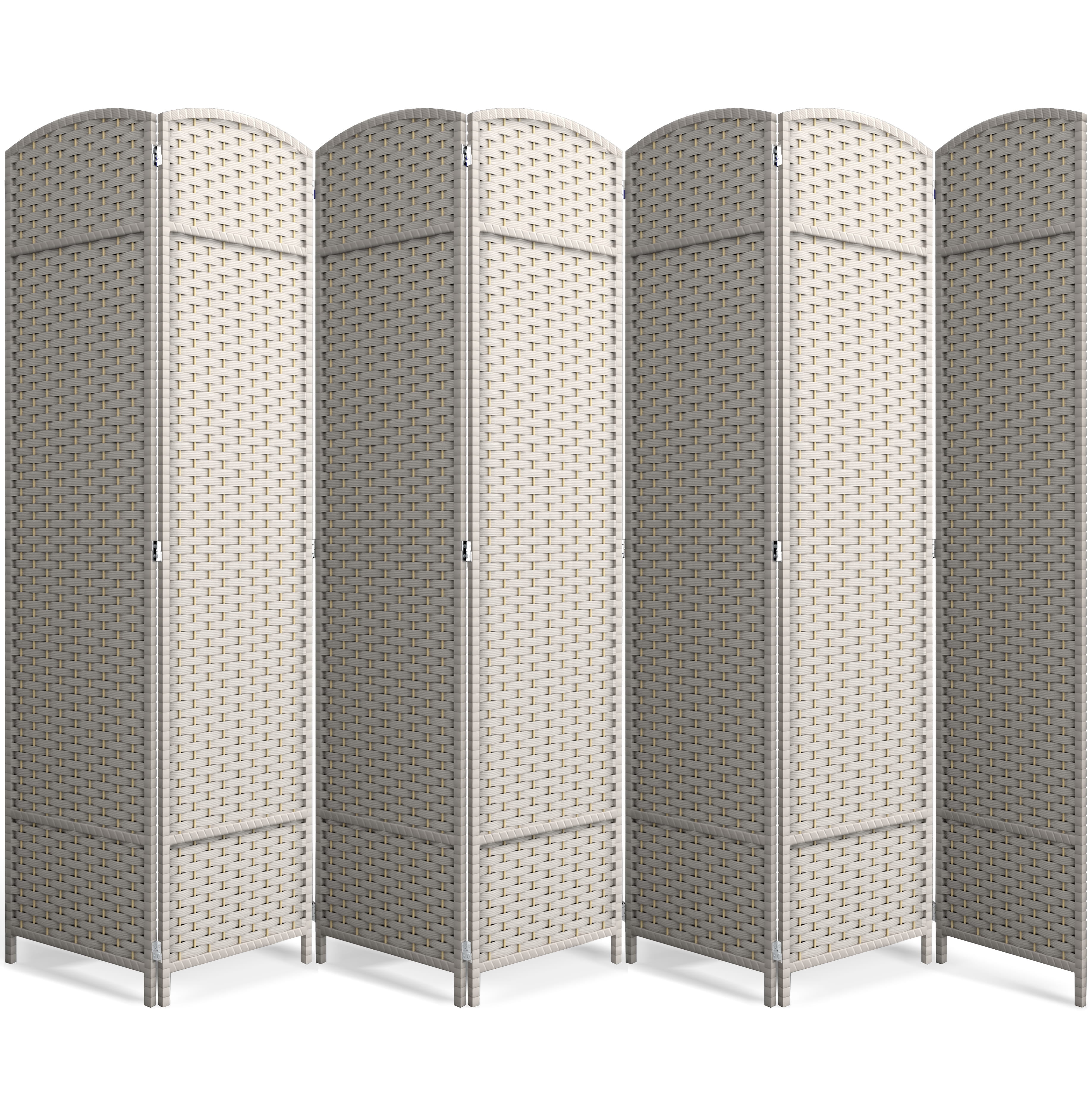Sorbus 7-Panel Wide Folding Room Divider Privacy Screen, Hand-Woven Beige Mesh