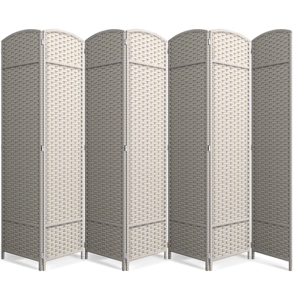 Sorbus 7-Panel Wide Folding Room Divider Privacy Screen, Hand-Woven Beige Mesh