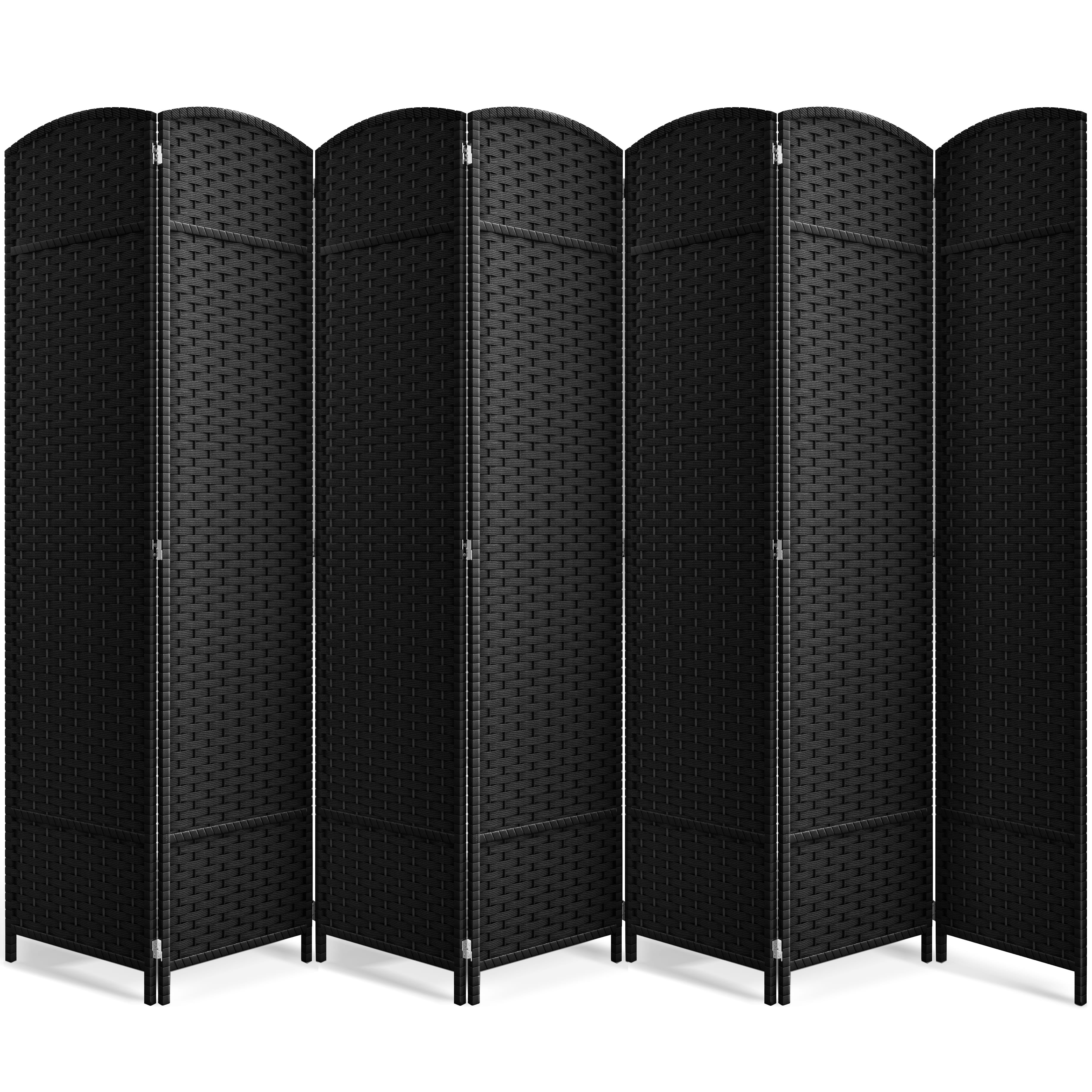 Sorbus 7-Panel Wide Folding Room Divider Privacy Screen, Hand-Woven Black Mesh
