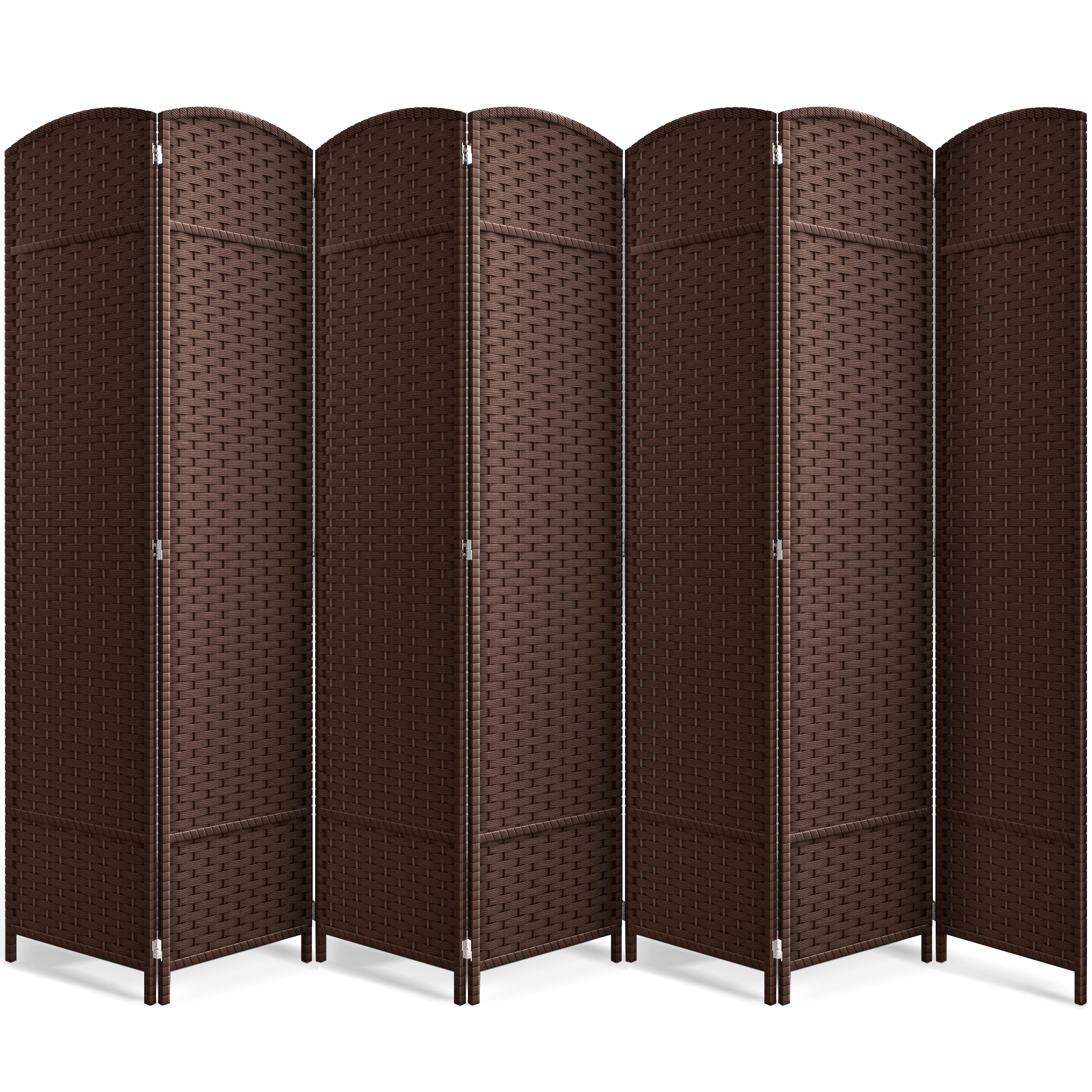 Sorbus 7-Panel Wide Folding Room Divider Privacy Screen, Hand-Woven Chocolate Mesh