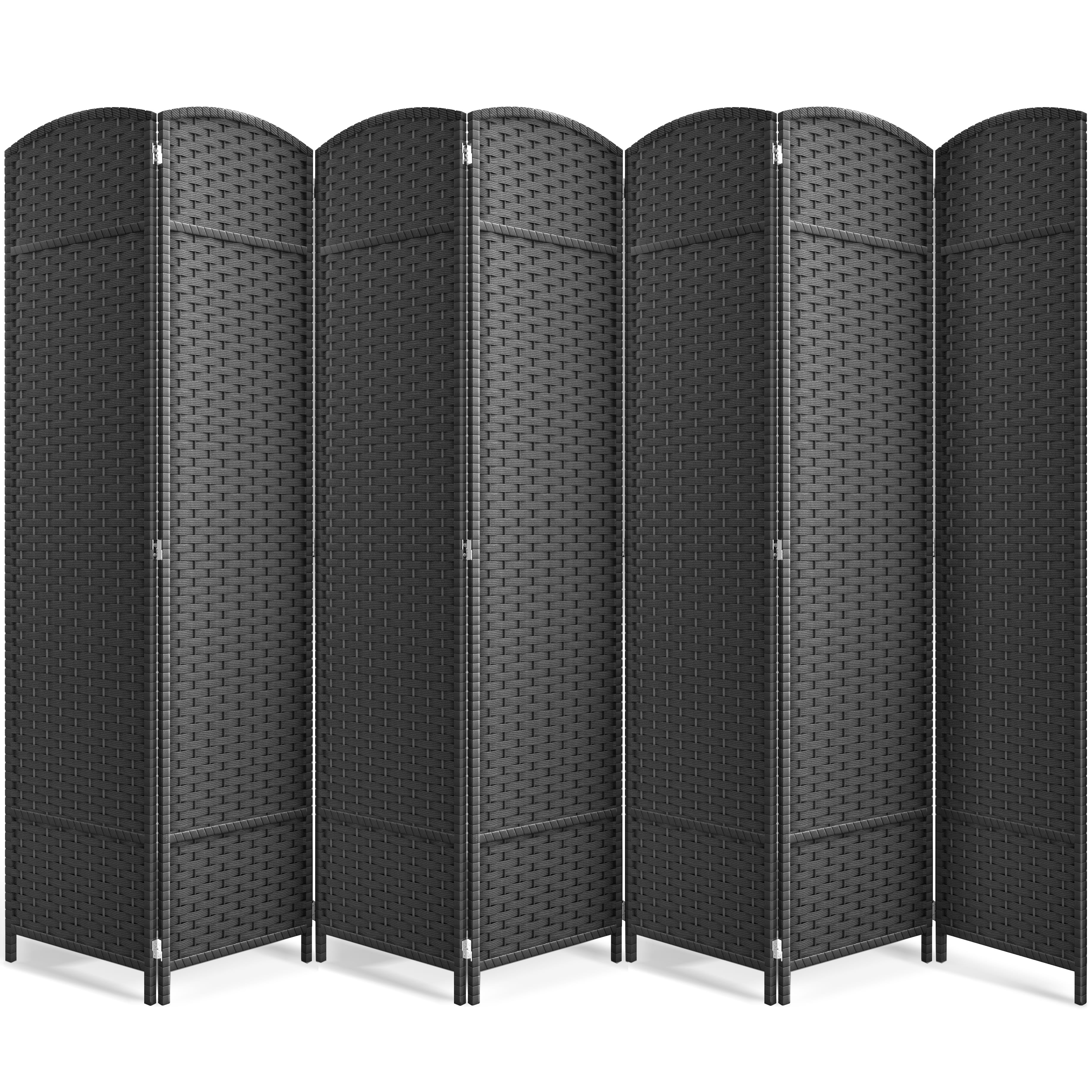 Sorbus 7-Panel Wide Folding Room Divider Privacy Screen, Hand-Woven Gray Mesh