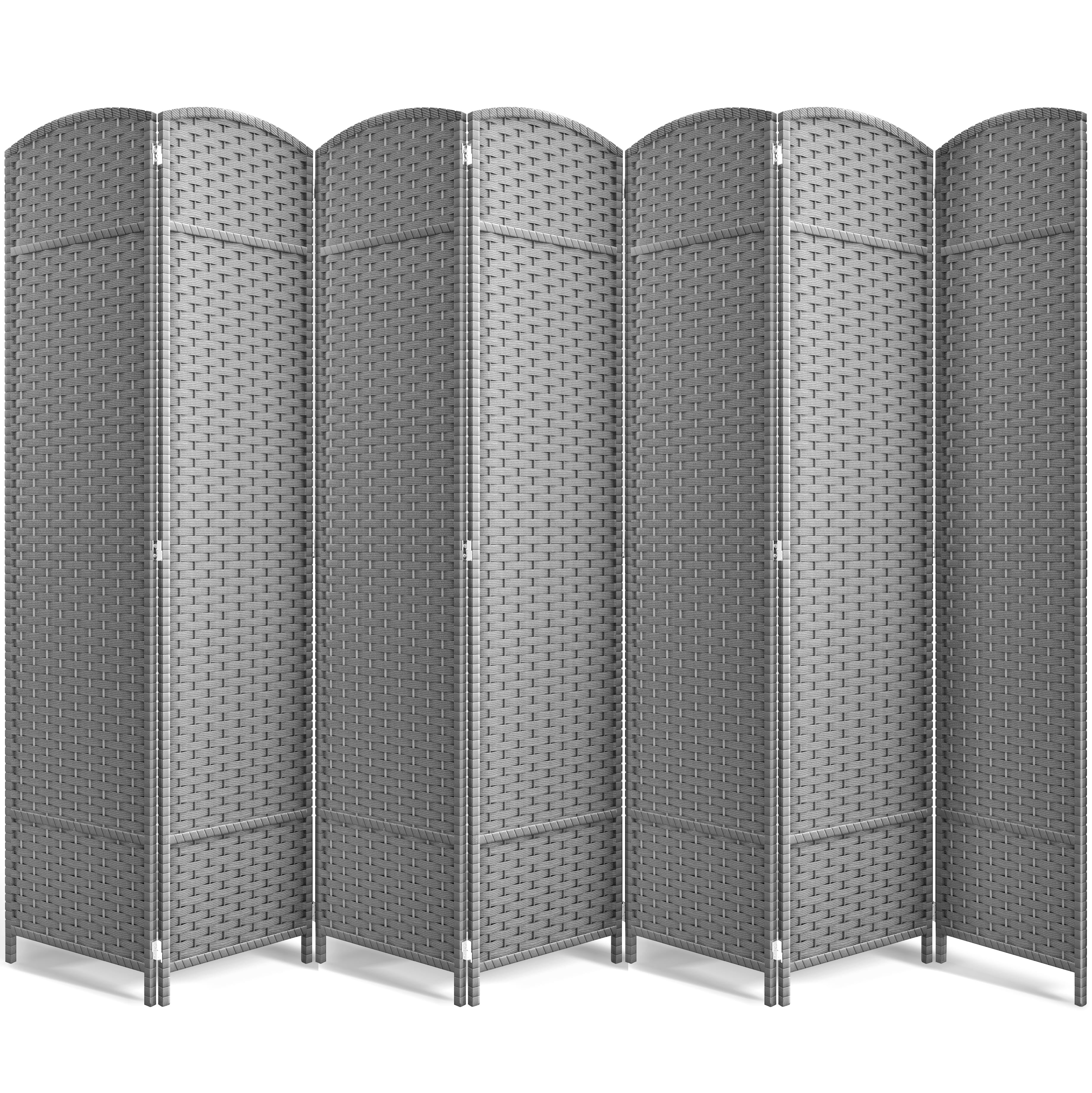 Sorbus 7-Panel Wide Folding Room Divider Privacy Screen, Hand-Woven Lt. Gray Mesh