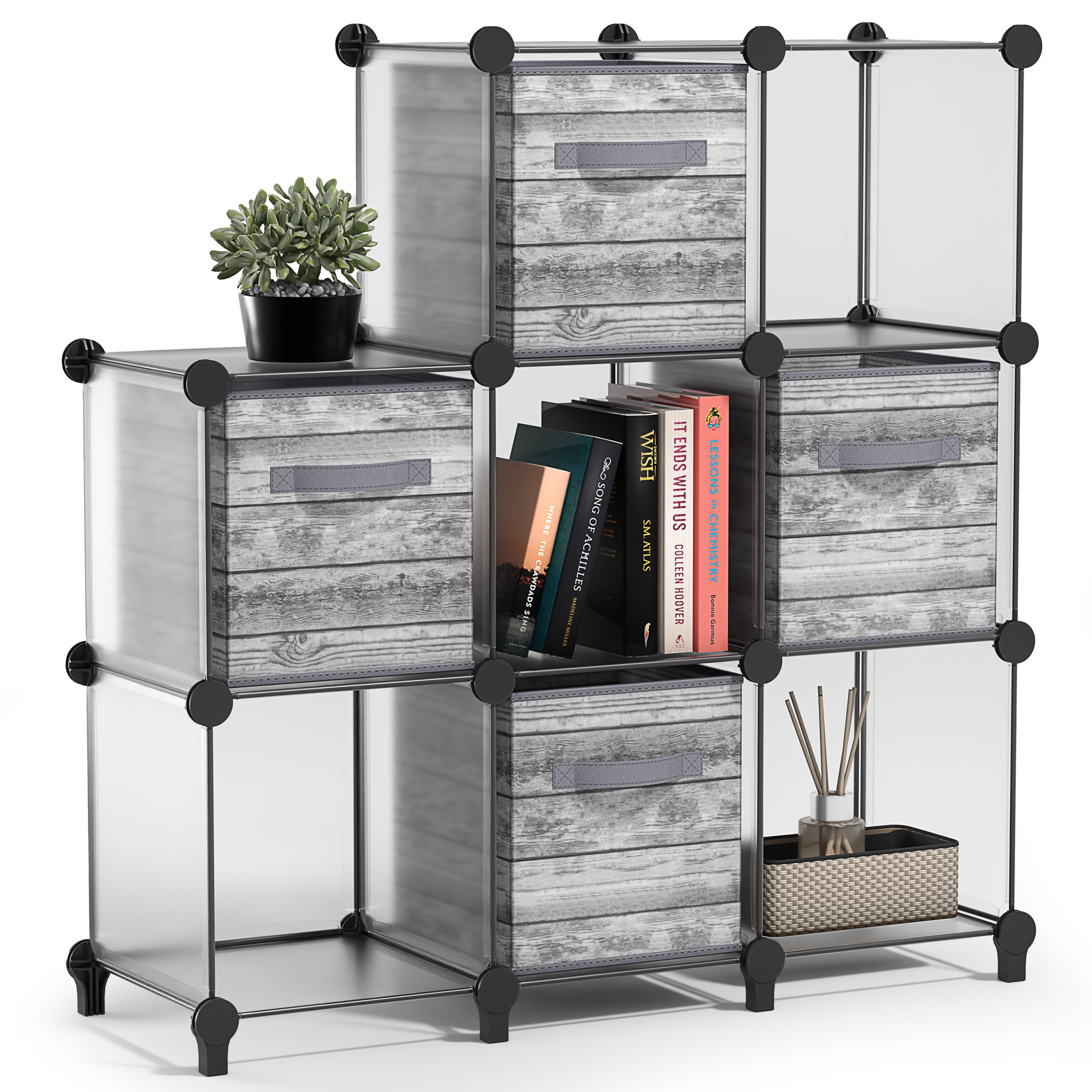 Sorbus 8-Cube Storage Organizer, Waterproof Cubby Shelf for Closet & Bedroom, Clear
