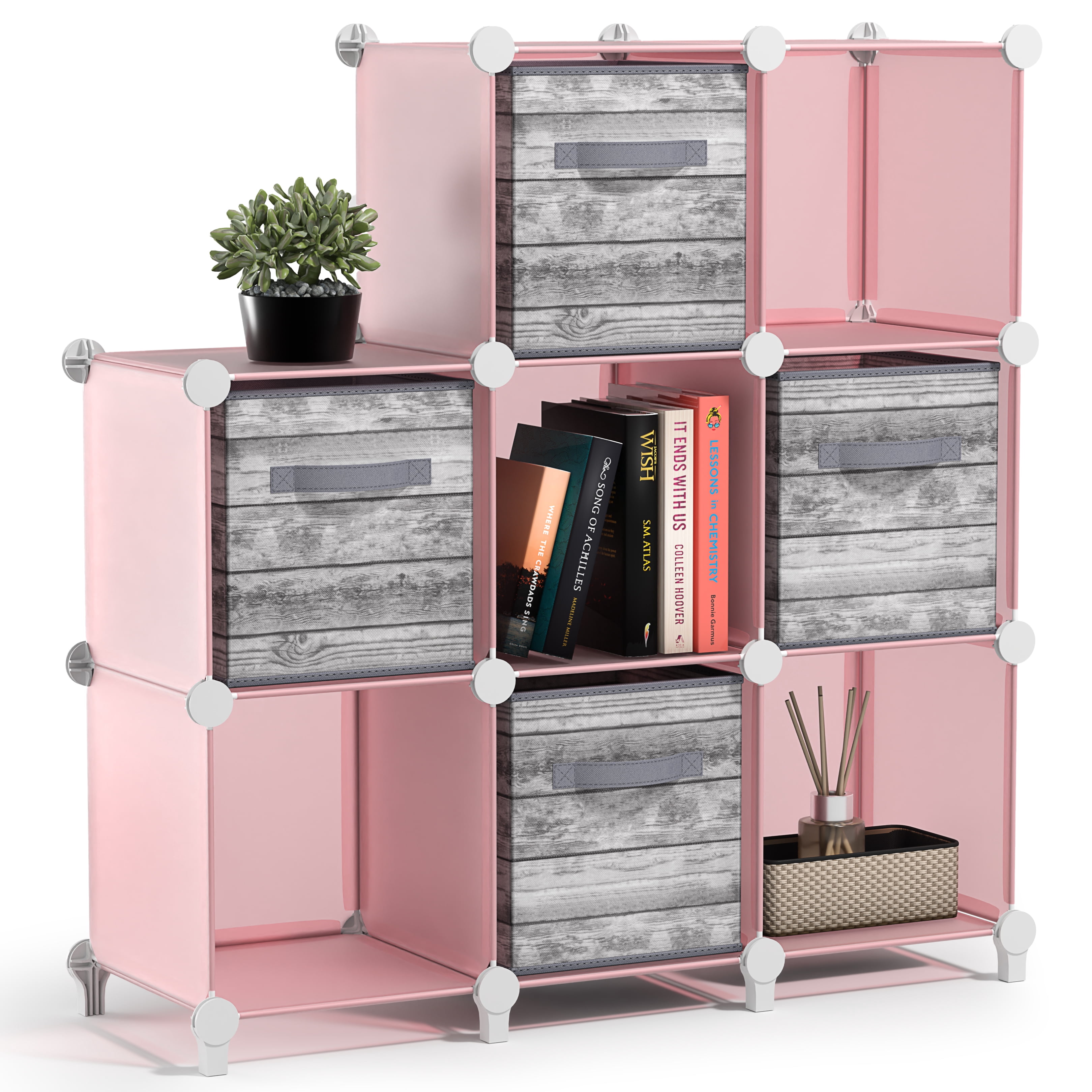Sorbus 8-Cube Storage Organizer, Waterproof Cubby Shelf for Closet & Bedroom, Pink