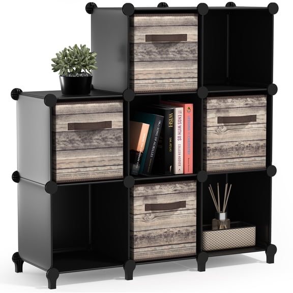 Sorbus 8 Cube Storage Shelf Organizer, Waterproof Cubby for Closet or Bedroom, Black