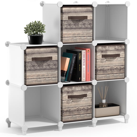 Sorbus 8 Cube Storage Shelf Organizer, Waterproof Cubby for Closet or Bedroom, White