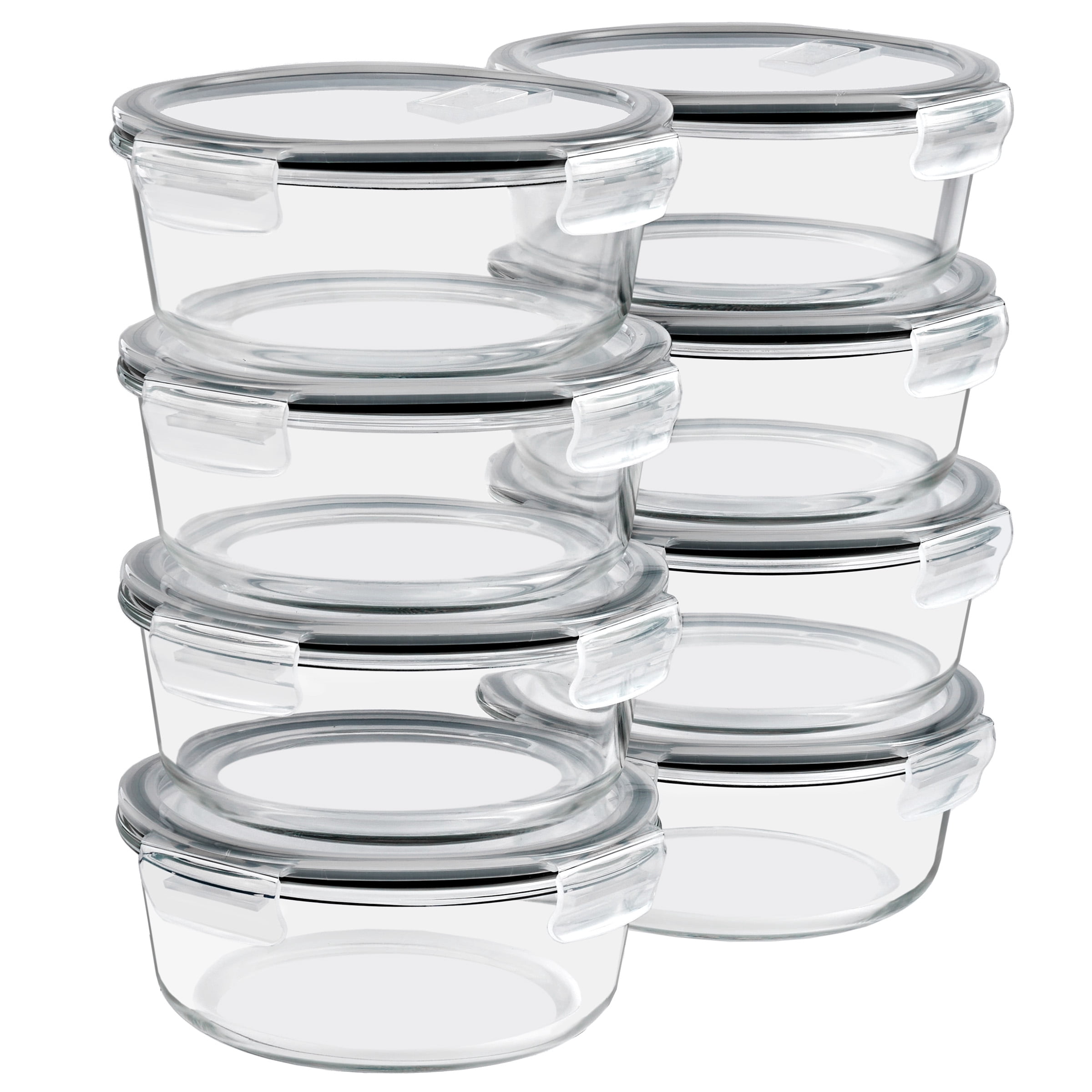 Sorbus 8-Pack Glass Meal Prep Bowls with Airtight Lids, Steam Vent, Leakproof Storage Containers