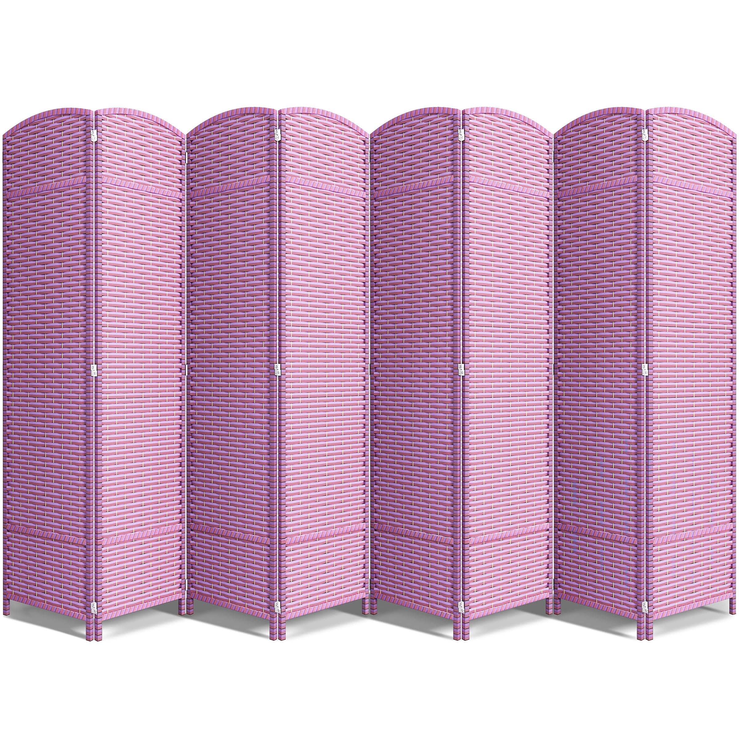 Sorbus 8-Panel Extra-Wide Folding Room Divider Privacy Screen, Hand-Woven Purple Mesh
