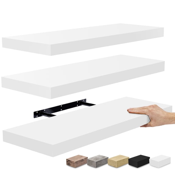 Sorbus 9.25” x 23.75” White Floating Shelves, 3-Tier Wall Decor Matte Finish (3 Count)