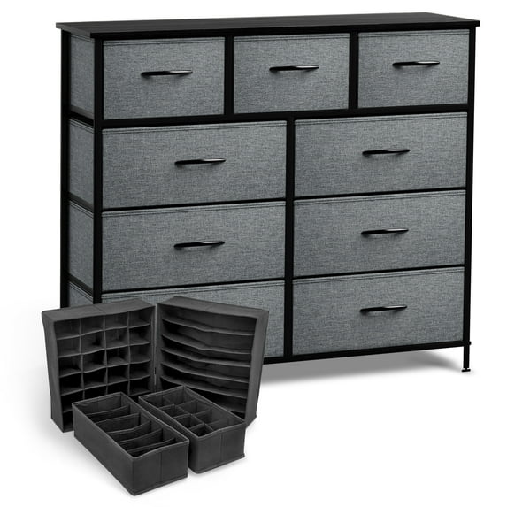 Sorbus 9-Drawer Dresser with Foldable Fabric Drawer Dividers: Ideal for Adult Bedrooms, Offices
