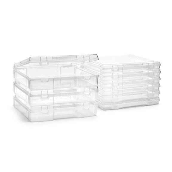 Sorbus 9-Piece Stackable Project Case, Clear, Wide & Narrow, Fits 10"x12", Snap Closure