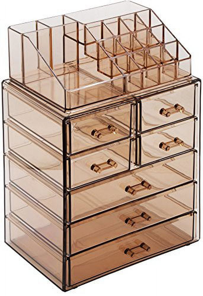 Bronze Glow Acrylic Makeup and Jewelry Storage Organizer with 7 Drawers