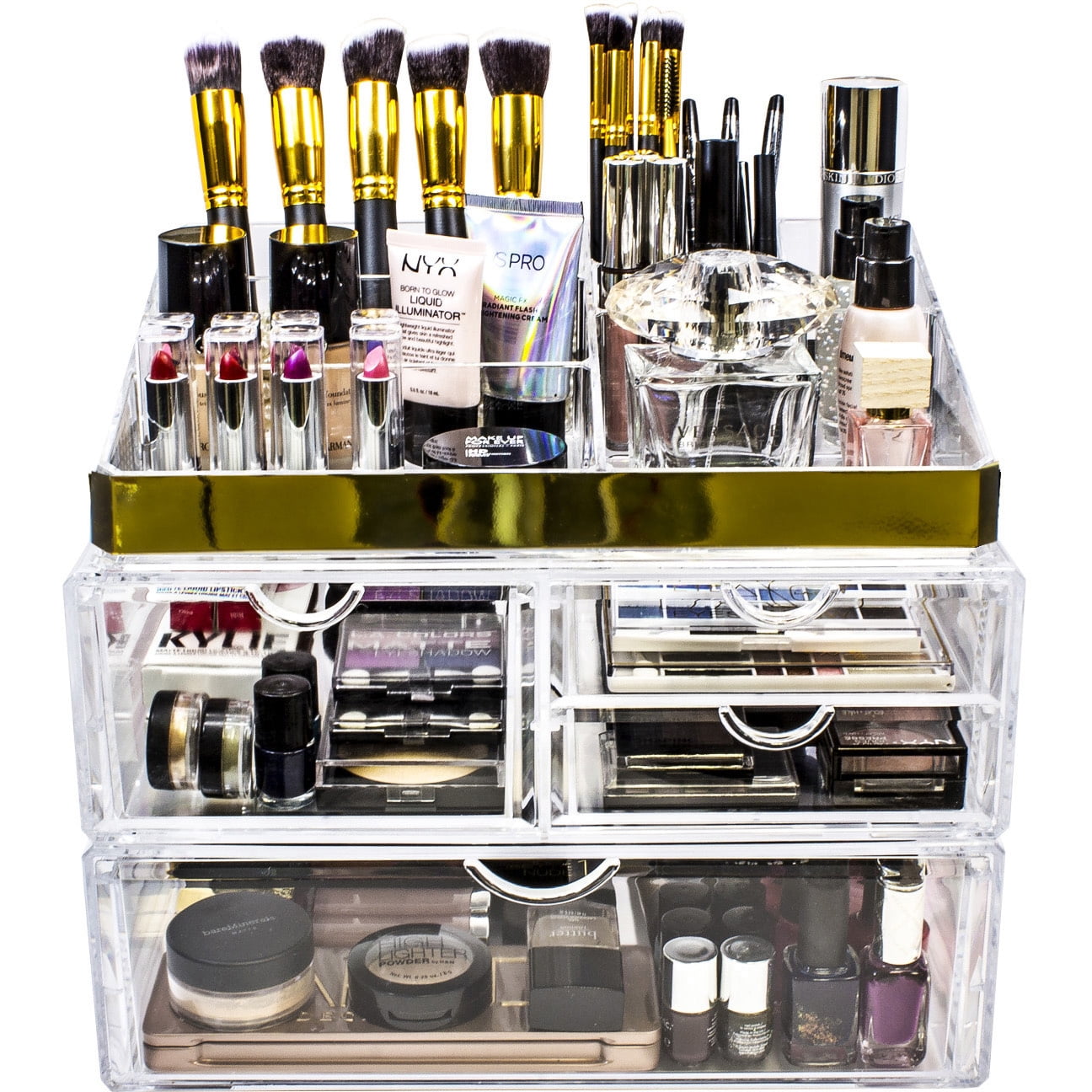 Sorbus Acrylic Cosmetic Makeup and Jewelry Storage Case Display with