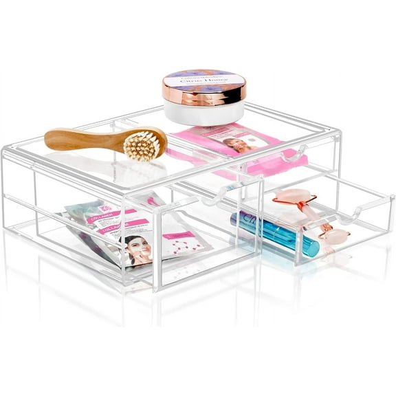 Sorbus Acrylic Cosmetics Makeup and Jewelry Storage Case X-Large Display Sets - Interlocking Scoop Drawers to Create Your Own Specially Designed Makeup Counter - Each Drawer Is Stackable, Detachable,