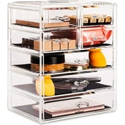 Sorbus Acrylic Cosmetics Makeup and Jewelry Storage Display 3 Large and 4 Small Drawers Space-Saving, Stylish Case Great for Lipstick, Eye Liner, Nail Polish, Brushes