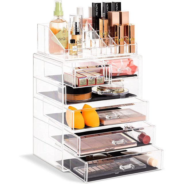 Sorbus Acrylic Cosmetics Makeup and Jewelry Storage Case Display Set ...
