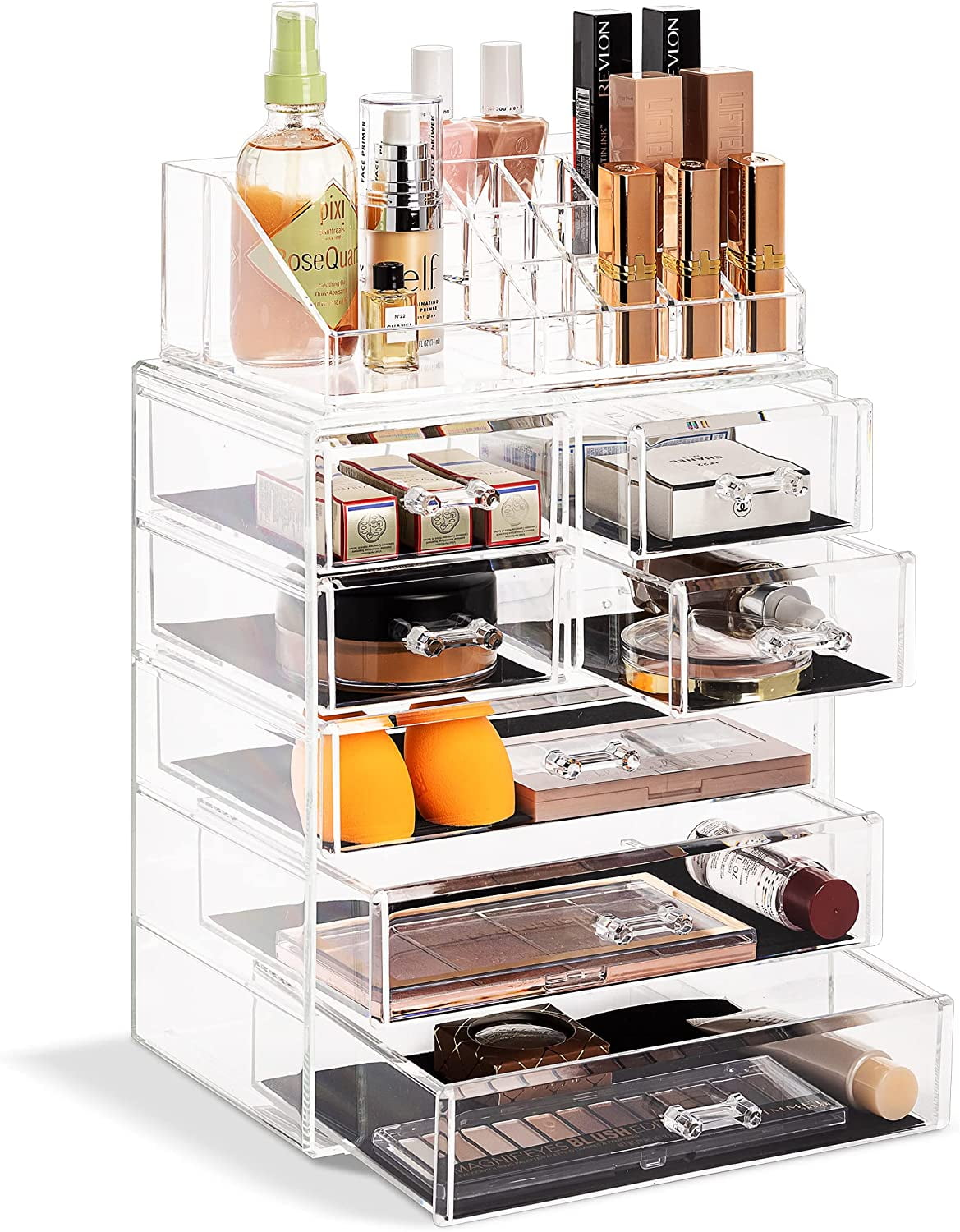 Clear Acrylic Makeup Organizer with 7 Drawers and 16 Slots
