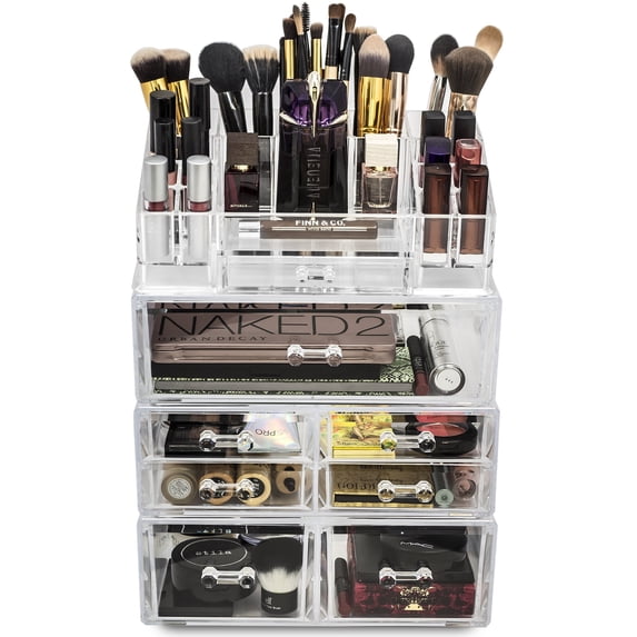 Sorbus Acrylic Makeup Organizer Set - Vanity Countertop Cosmetics and Jewelry Storage Case Display with 7 Easy Glide Drawers 16 Slot Top Tray