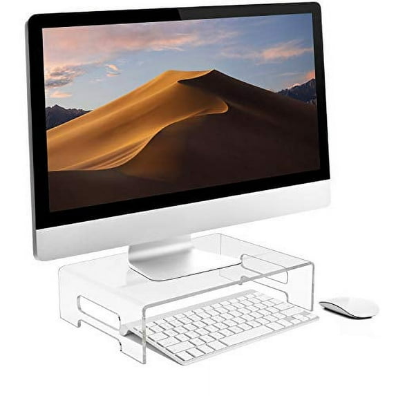Sorbus Acrylic Monitor Riser Stand with Carry Handle, Clear