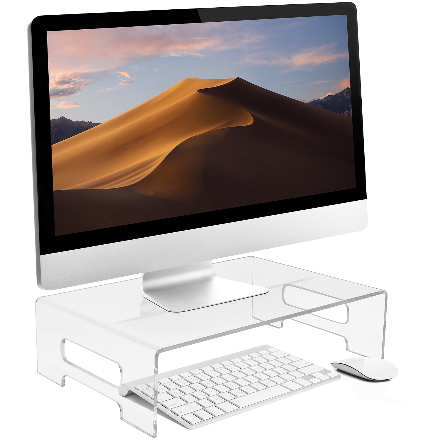 Sorbus Acrylic Monitor Stand: Laptop Riser with Handles, Keyboard Cover, Display Tray