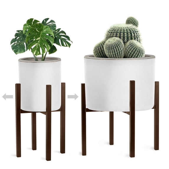 Sorbus Adjustable Plant Stand, Mid-Century Modern Flower Pot Holder for Plants – Brown Metal Planter Stand (1 Pack) – Pot Not Included