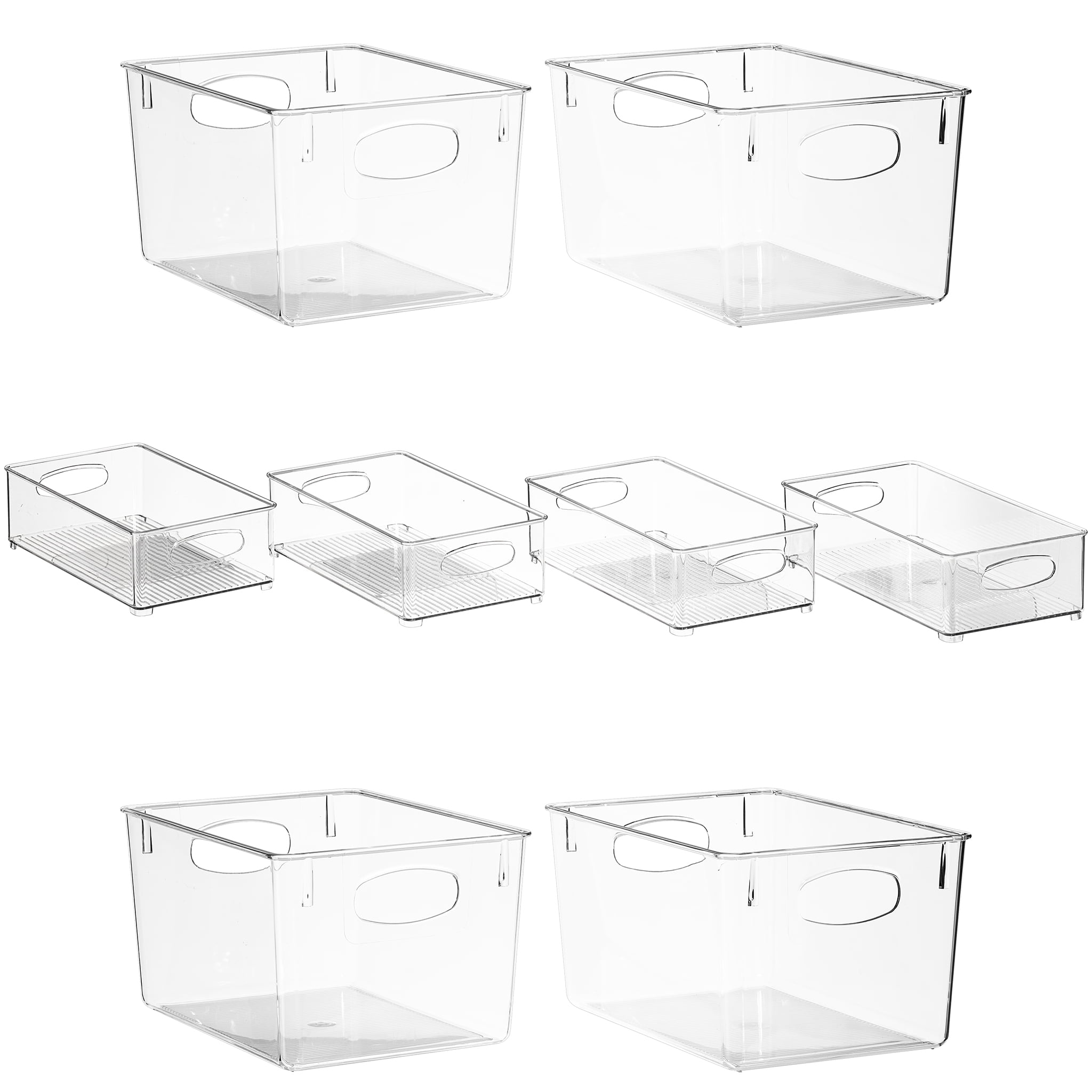 Sorbus BPA-Free Clear Plastic Storage Bins, 8-Piece Set, Medium & Large for Kitchen Pantry