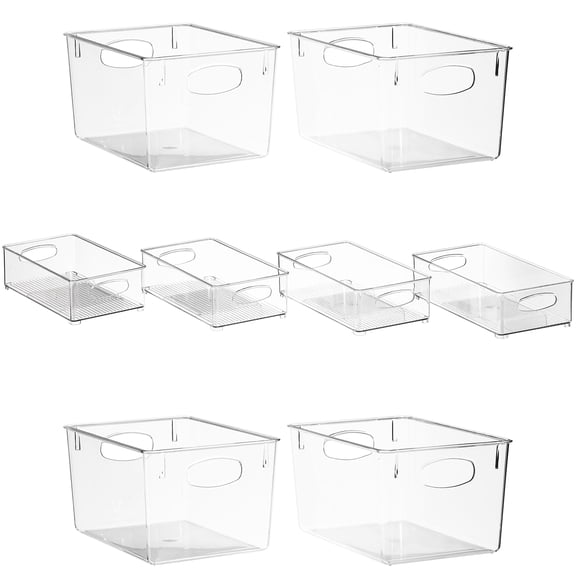 Sorbus BPA-Free Clear Plastic Storage Bins, 8-Piece Set, Medium & Large for Kitchen Pantry