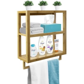 Sorbus Bamboo Finish Bathroom Wooden 3-Tier Wall Mounted Organizer Width 8.25-inch Towel Rack Holder