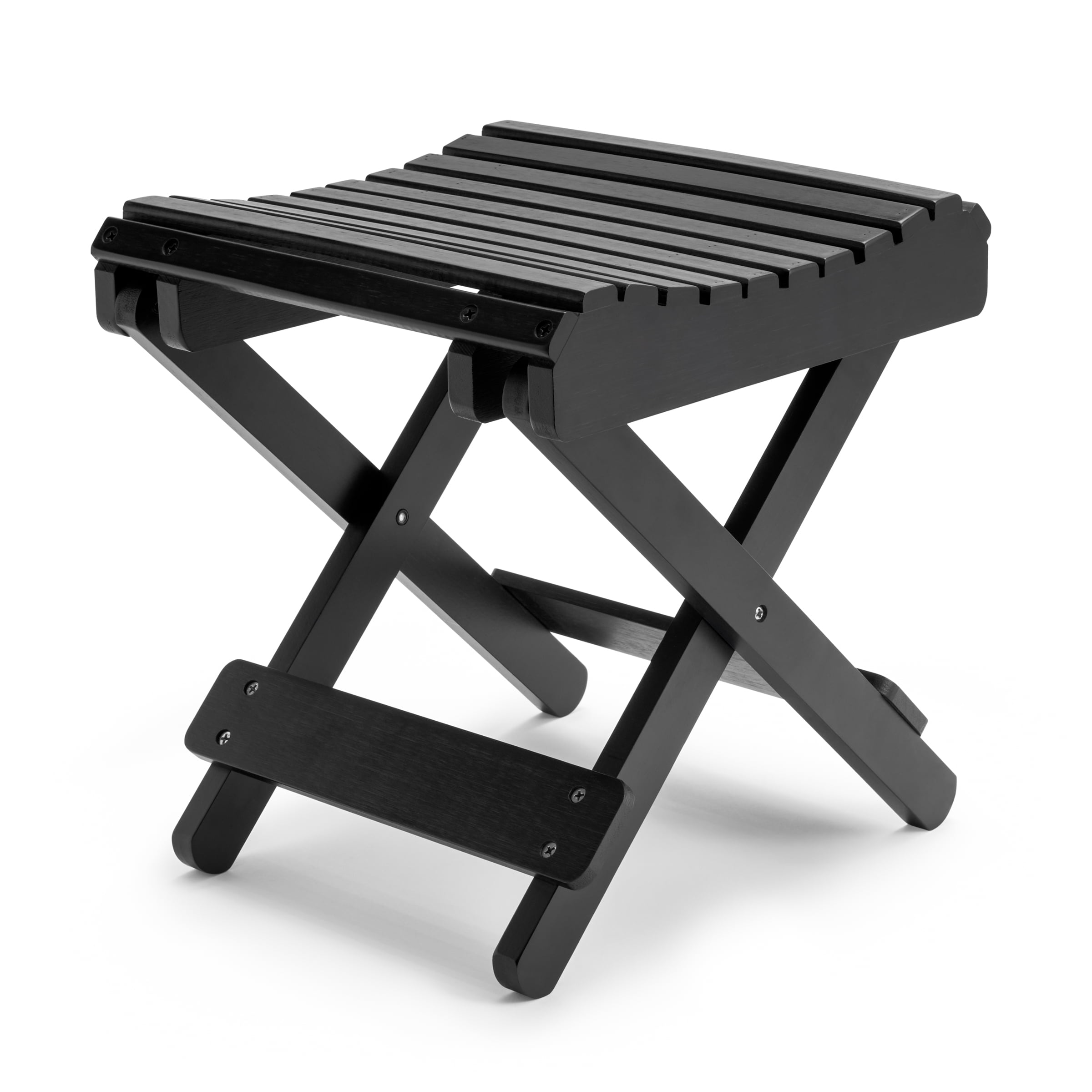 Sorbus Bamboo Folding Step Stool Bench, Portable Collapsible Wooden Seat, Black