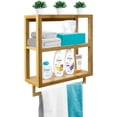 thumbnail image 1 of Sorbus Bamboo Wall Mounted Rack, 3-Tier Storage Shelf with Rail Bar for Bathroom & Kitchen, 1 of 4