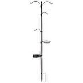 Tall Black Metal Bird Feeding and Bath Station with Hooks