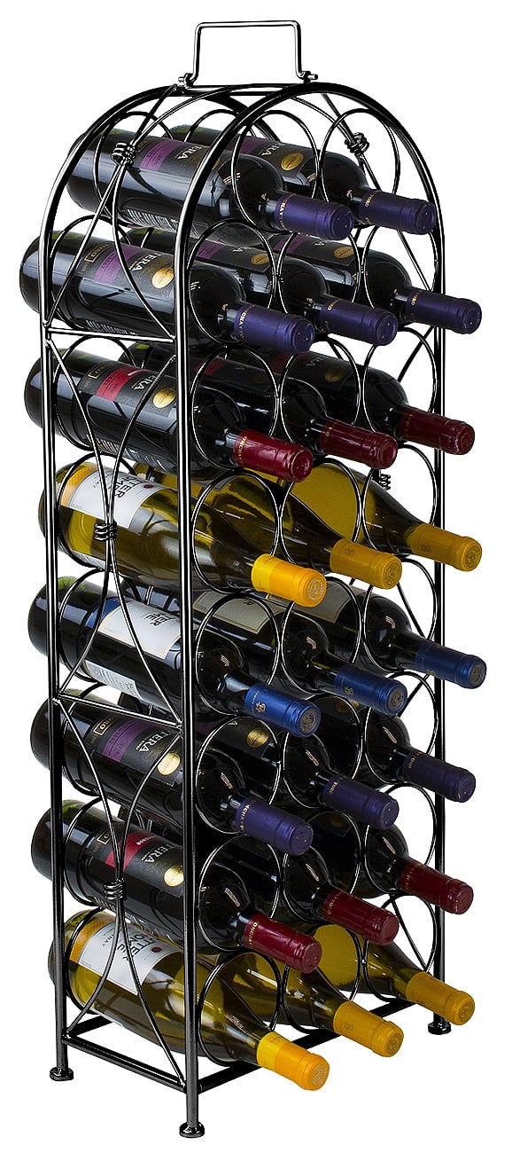 Sorbus Black Metal 23-Bottle Bordeaux Chateau Wine Rack