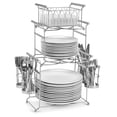 thumbnail image 1 of Sorbus Buffet Caddy – 7-Piece Stackable Set with Plate, Napkin & Silverware Holder, 3-Tier Detachable Tabletop Organizer for Kitchen, Dining, and Entertaining, Silver, 1 of 8
