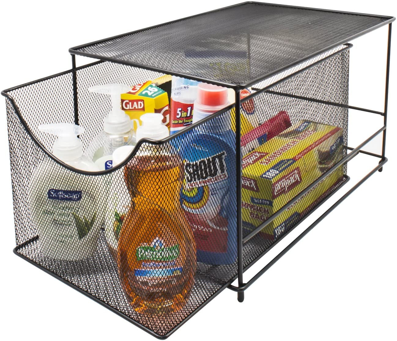 Sorbus® Cabinet Organizer Drawers — Mesh Storage Organizer with Pull Out Drawer (Black)