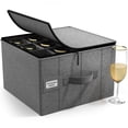 thumbnail image 1 of Sorbus China Storage Containers for Champagne Flute Glasses with Lid – Dinnerware Organizer Holds Service for 12 with Felt Protectors, Gray, 1 of 6