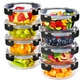 thumbnail image 1 of Sorbus Round Glass Meal Prep Containers Set of 8 with Airtight Lids (16pcs), 1 of 7