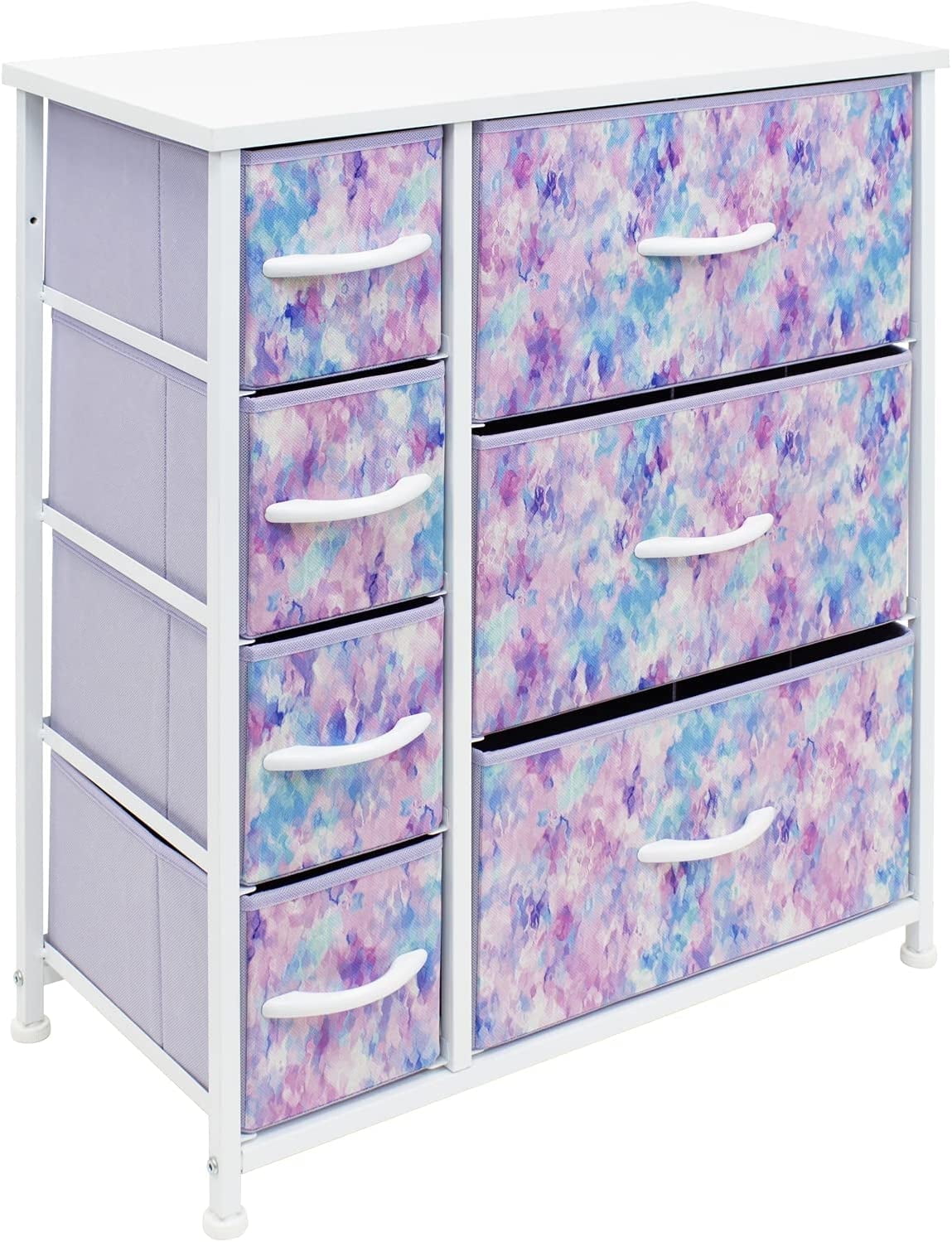 Sorbus Tie-Dye Purple 7-Drawer Kids Dresser with Steel Frame