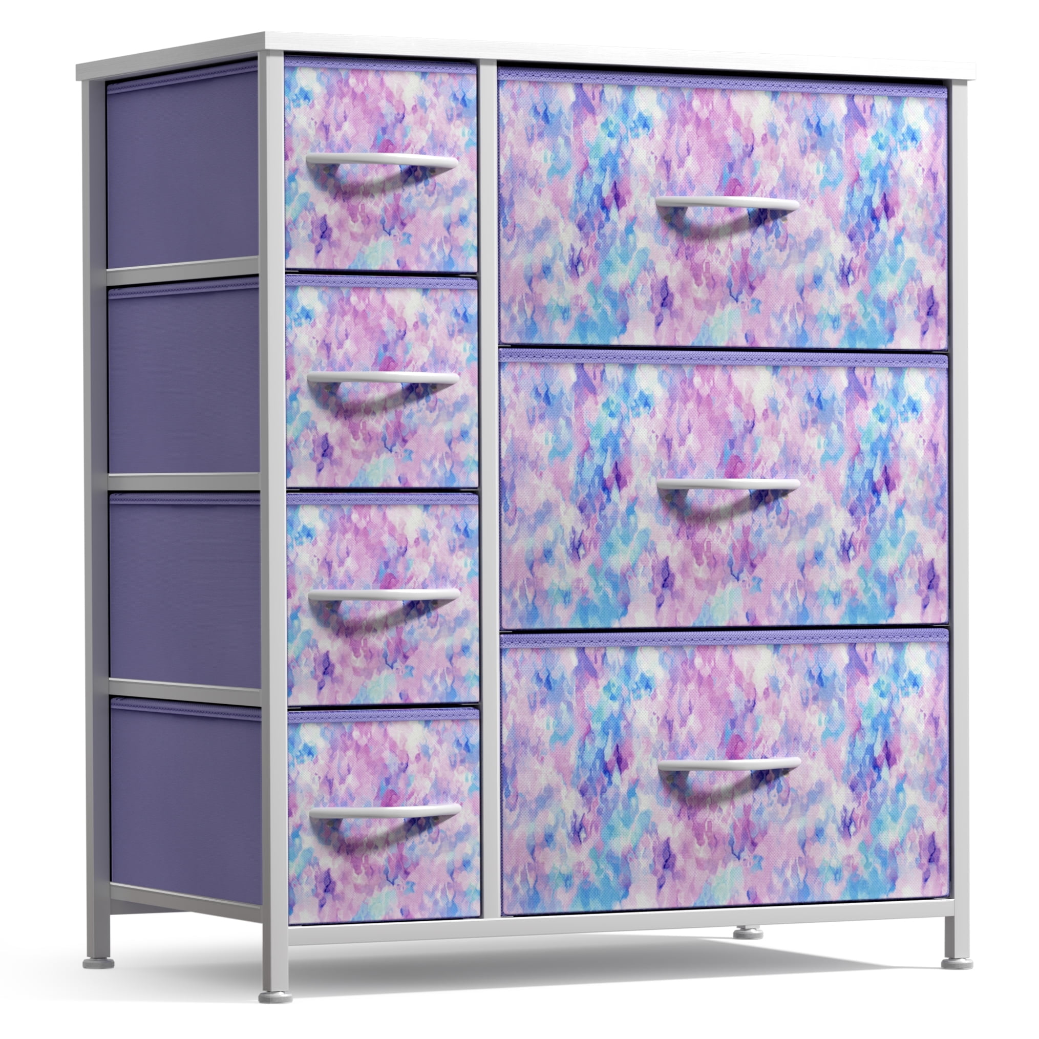 Sorbus Tie-Dye Purple 7-Drawer Kids Dresser with Steel Frame