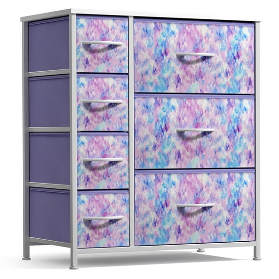 Sorbus Classic 7 Drawer Dresser for Kids Bedroom, Tie-Dye Purple
